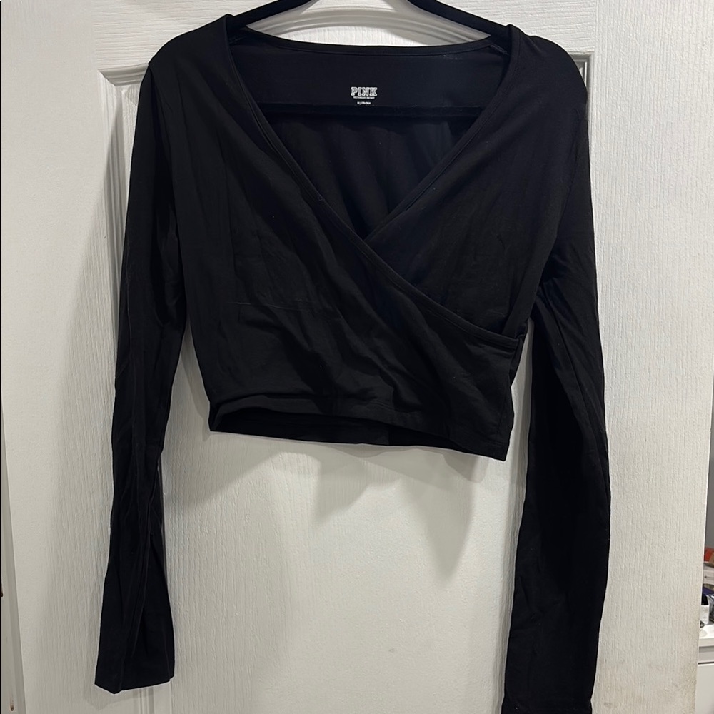 VS Pink Black Wrap Top